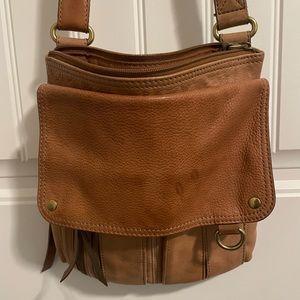 Light brown leather fossil brand crossbody bag